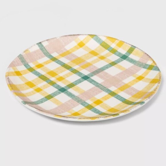 NWT - (set of 4) Plaid Melamine Dinner Plates - Dishwasher-safe - Heavy weight - Picture 2 of 6